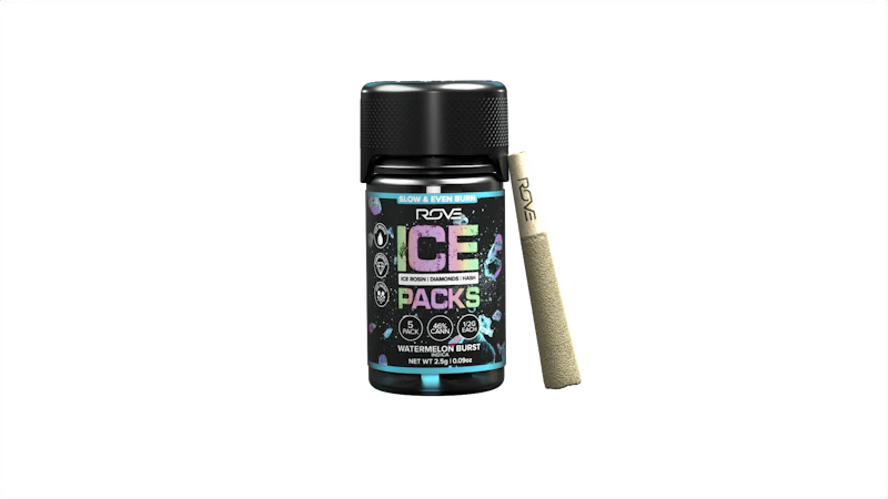 Rove Watermelon Burst · Infused Ice Packs (Rosin, Hash, and Diamonds) · 5x 0.5g, Infused Pre-Rolls