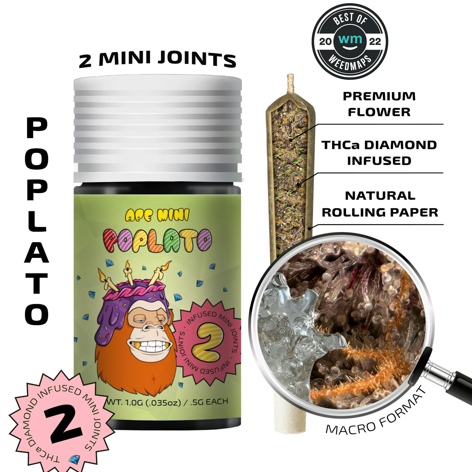 Poplato (Hybrid) — 2 Mini joints infused (1g | 0.5g each)