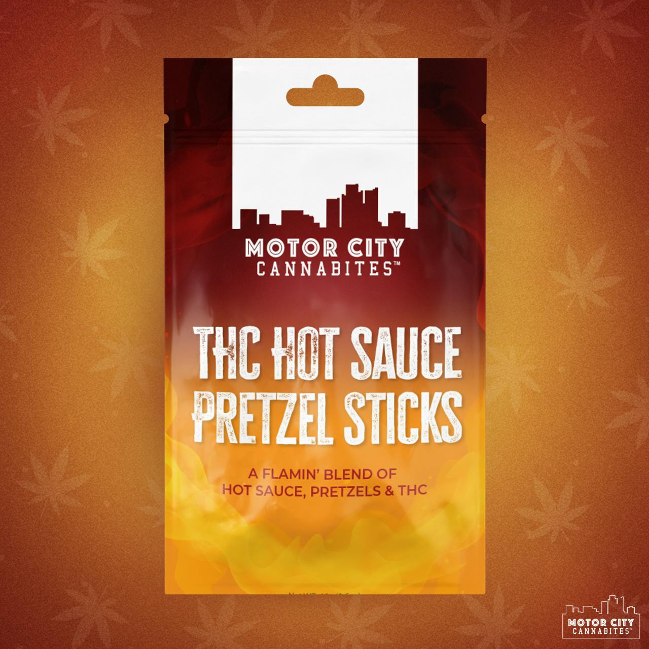 THC Hot Sauce Pretzel Sticks Motor City Cannabites