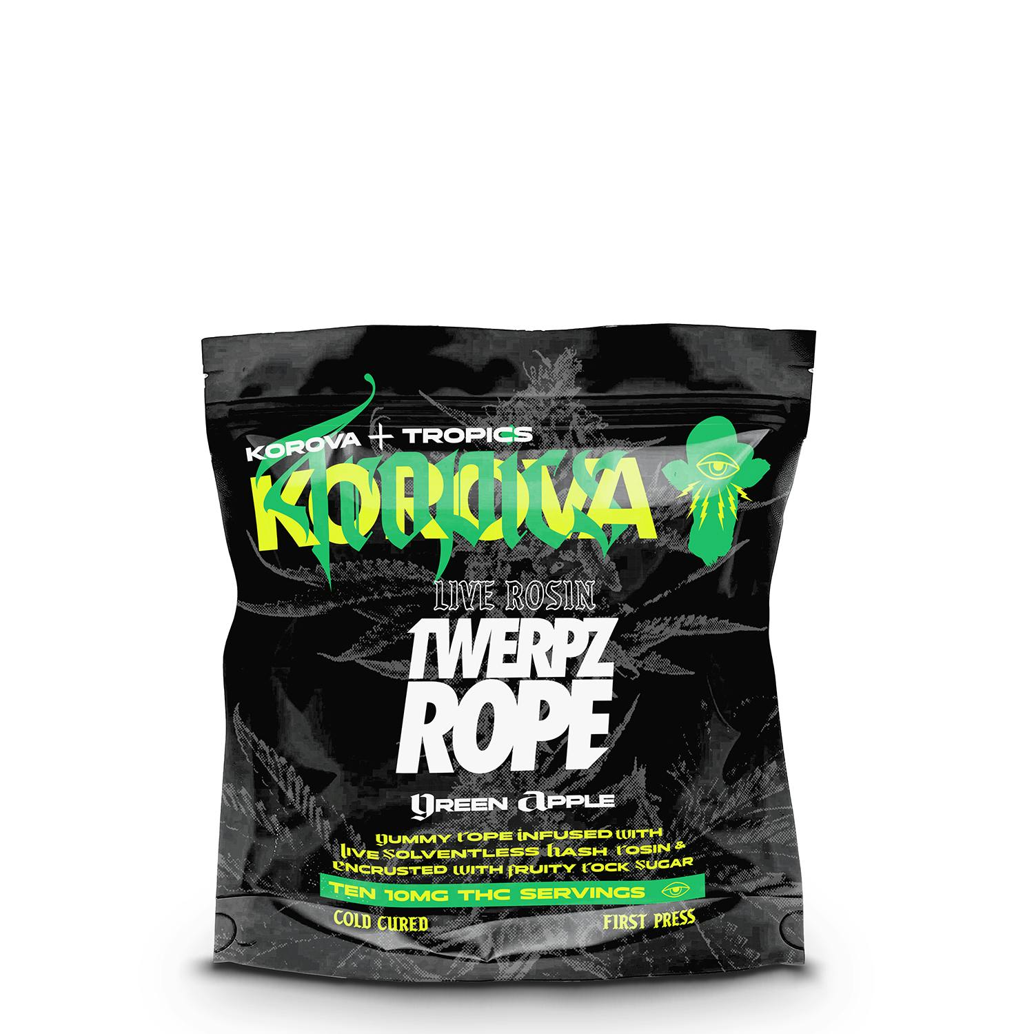 Korova | Green Apple Twerpz Rope | Edibles | 100mg | 10pk - Korova