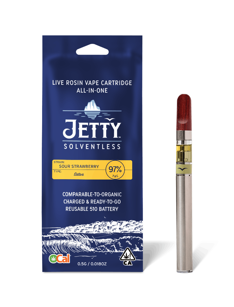 Sour Strawberry OCal Solventless AllinOne Vape Pen .5g Jetty Extracts