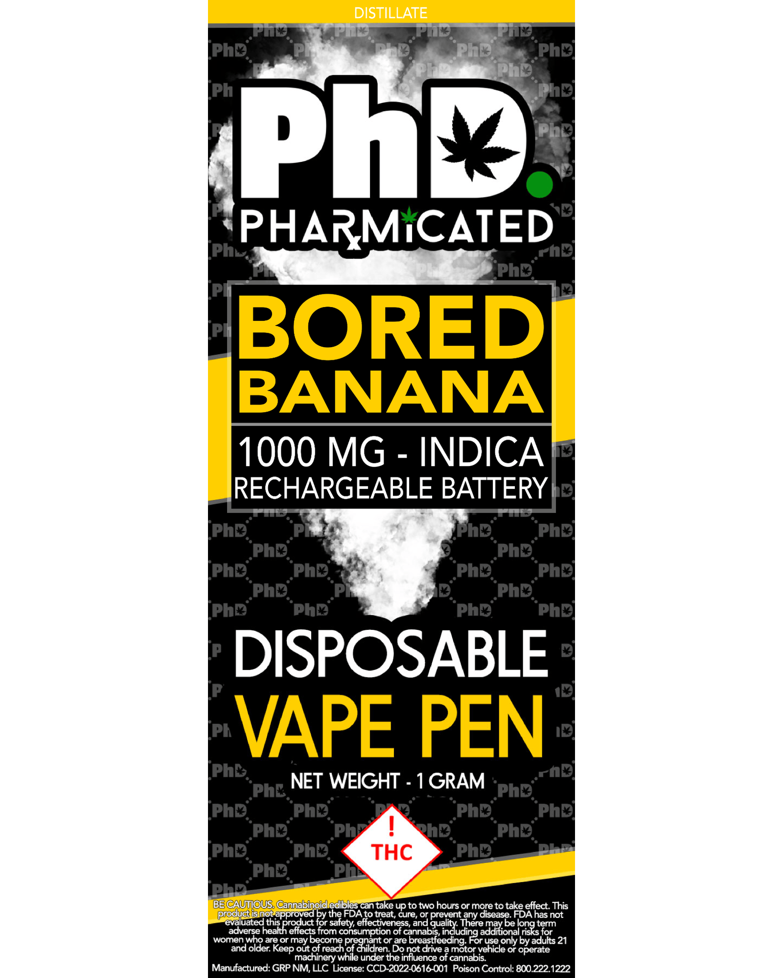 PhD Disposable Vape Cart - 1000 mg - Bored Banana (I)