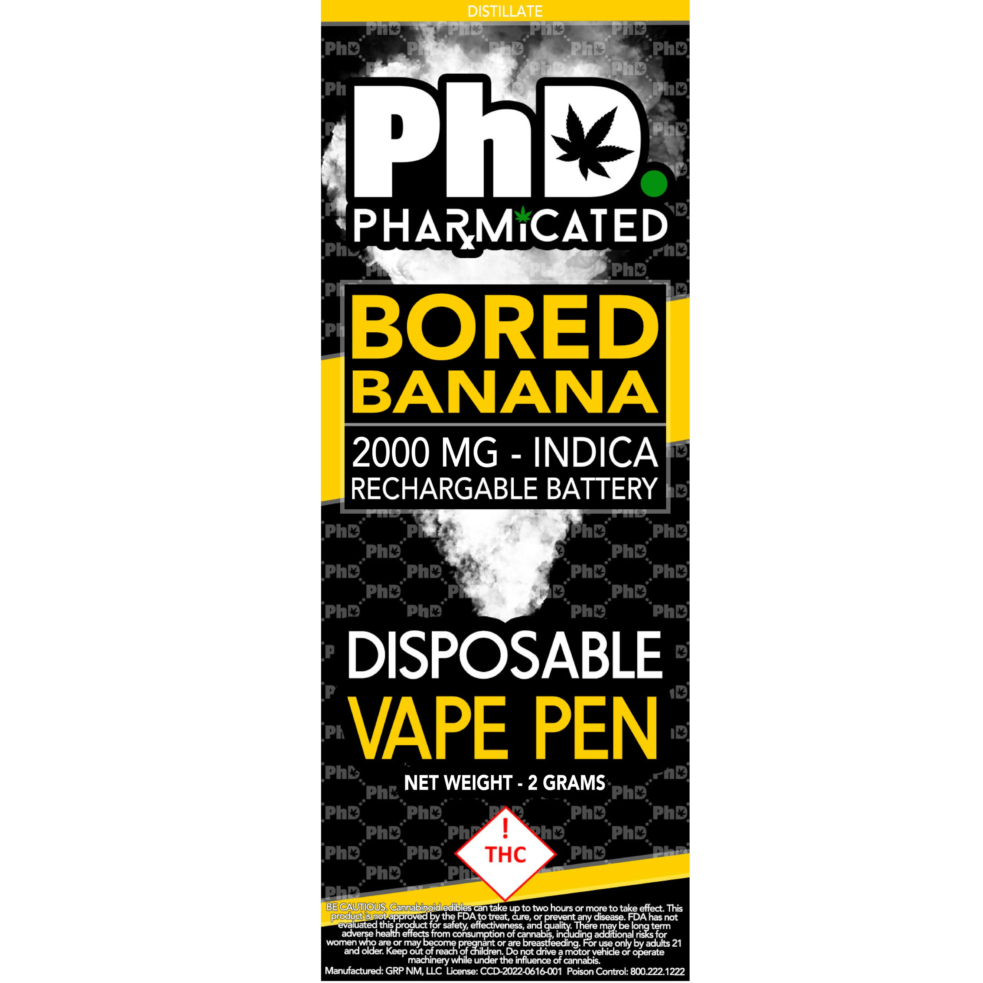 PhD Disposable Vape Cart - 2000 mg - Bored Banana (I)