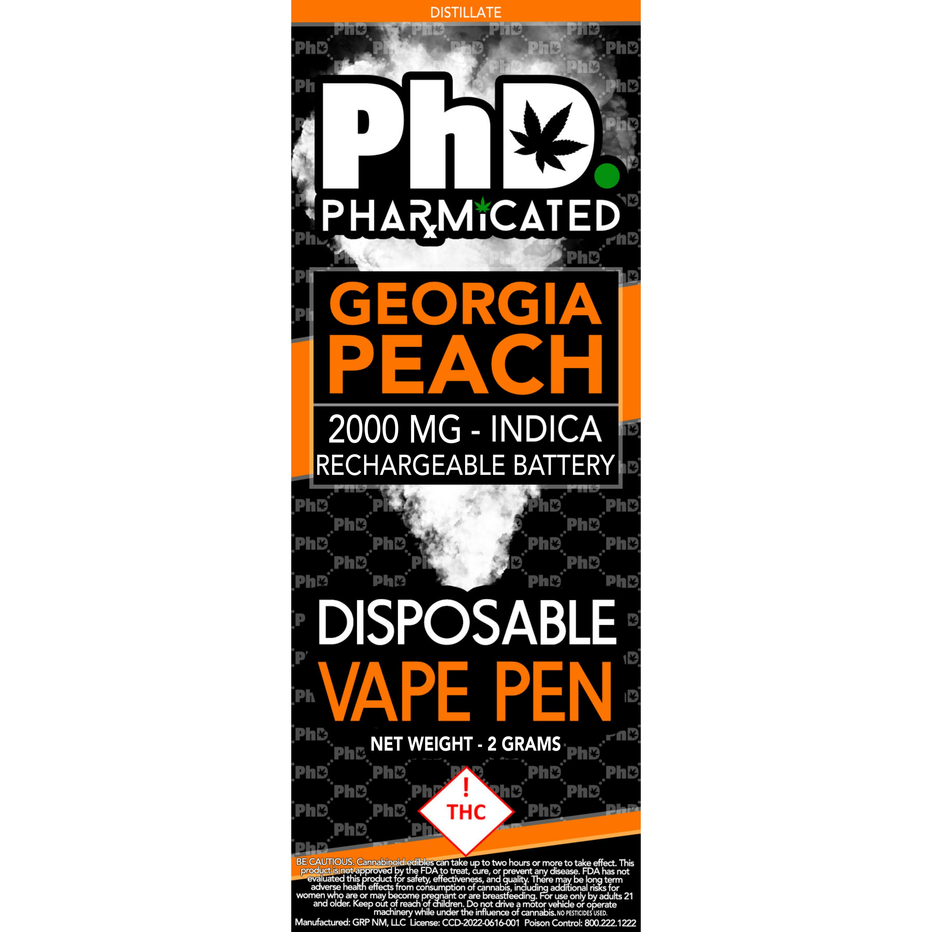PhD Disposable Vape Cart- 2000 mg - Georgia Peach (I)