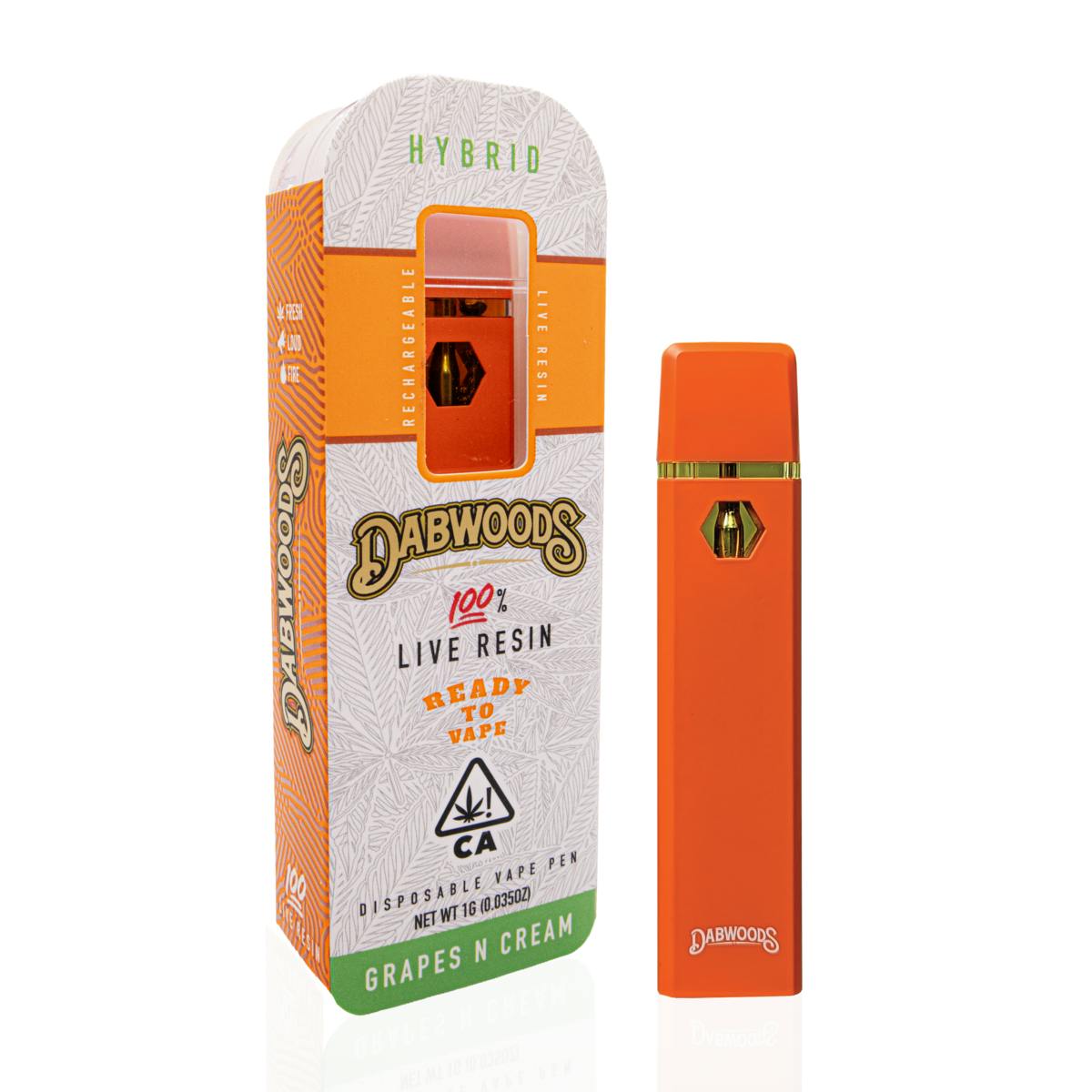 DABWOODS 1 GRAM LIVE RESIN ALL IN ONE DEVICE GRAPES N CREAM - Dabwoods