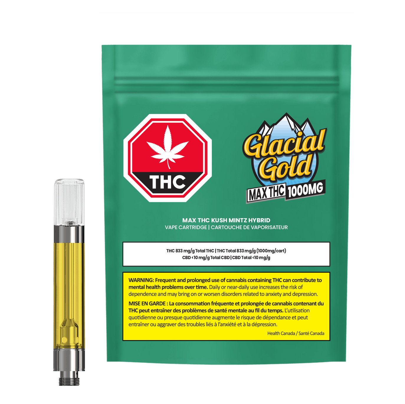 MAX THC Kush Mintz Hybrid Vape 1.2G Glacial Gold