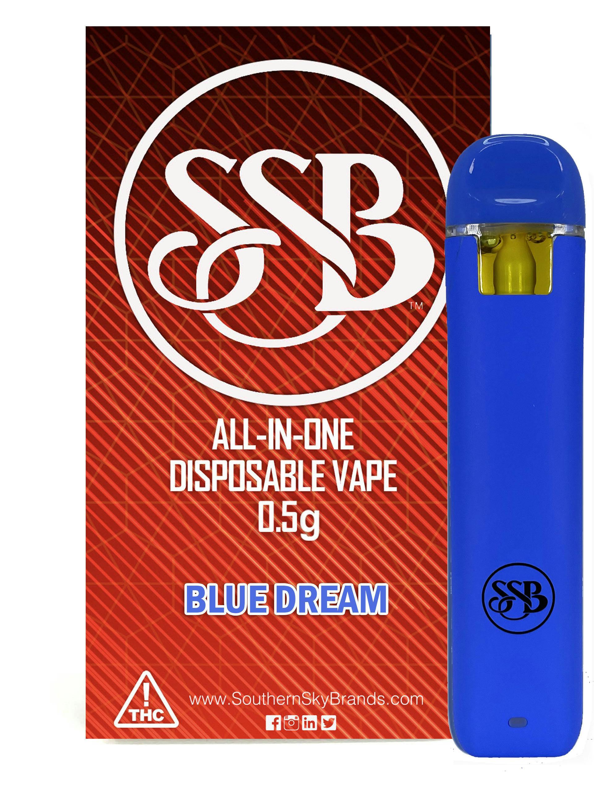 Blue Dream Disposable THC Vape 0.5g (56.1% THC, 24.8% CBD) - Southern Sky  Brands