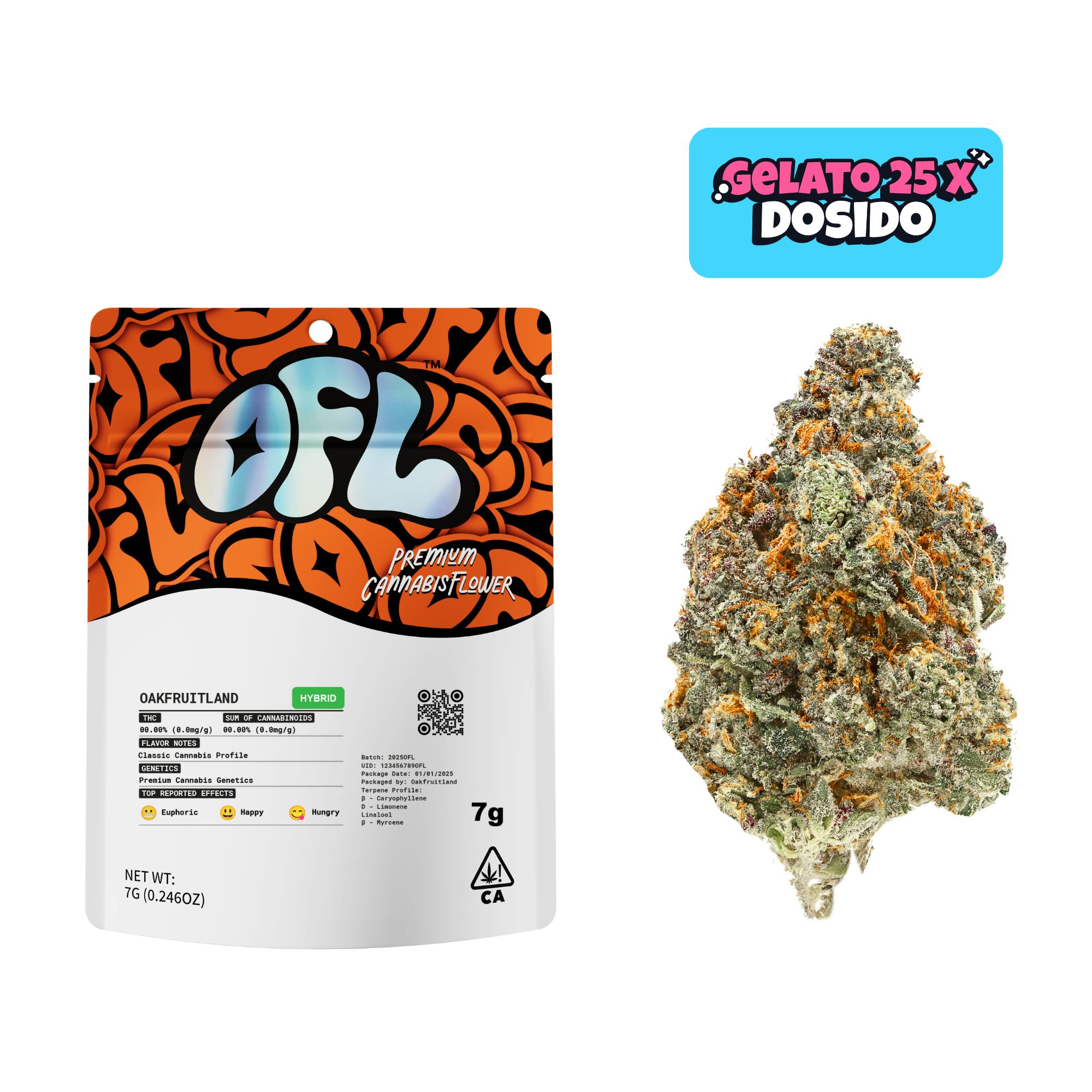 Gelato 25 x Dosido Premium Flower 7g - Oakfruitland (OFL)