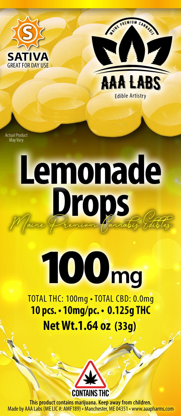 Lemonade Drops - Sativa - 100mg THC by AAA Pharms