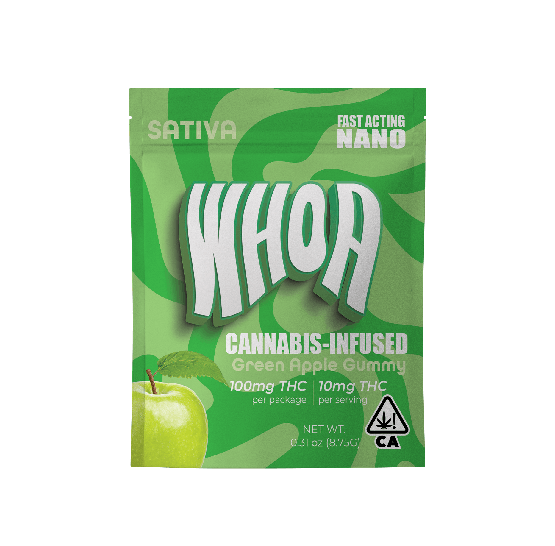 Whoa Green Apple Gummy Bite Edibles Strain (sativa), 100mg