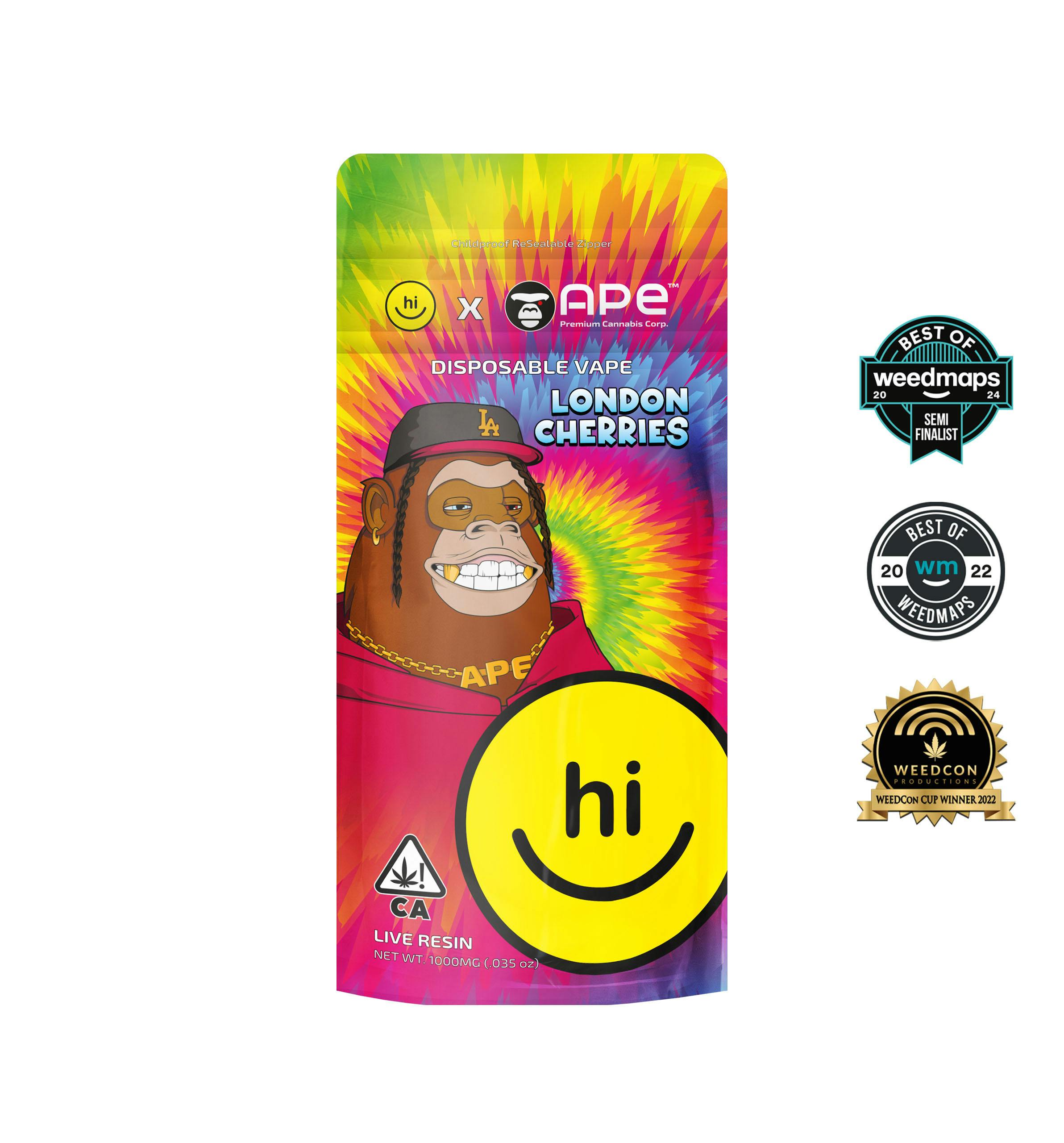 London Cherries — 1g APE & Hi! Live Resin Disposable (all in one)