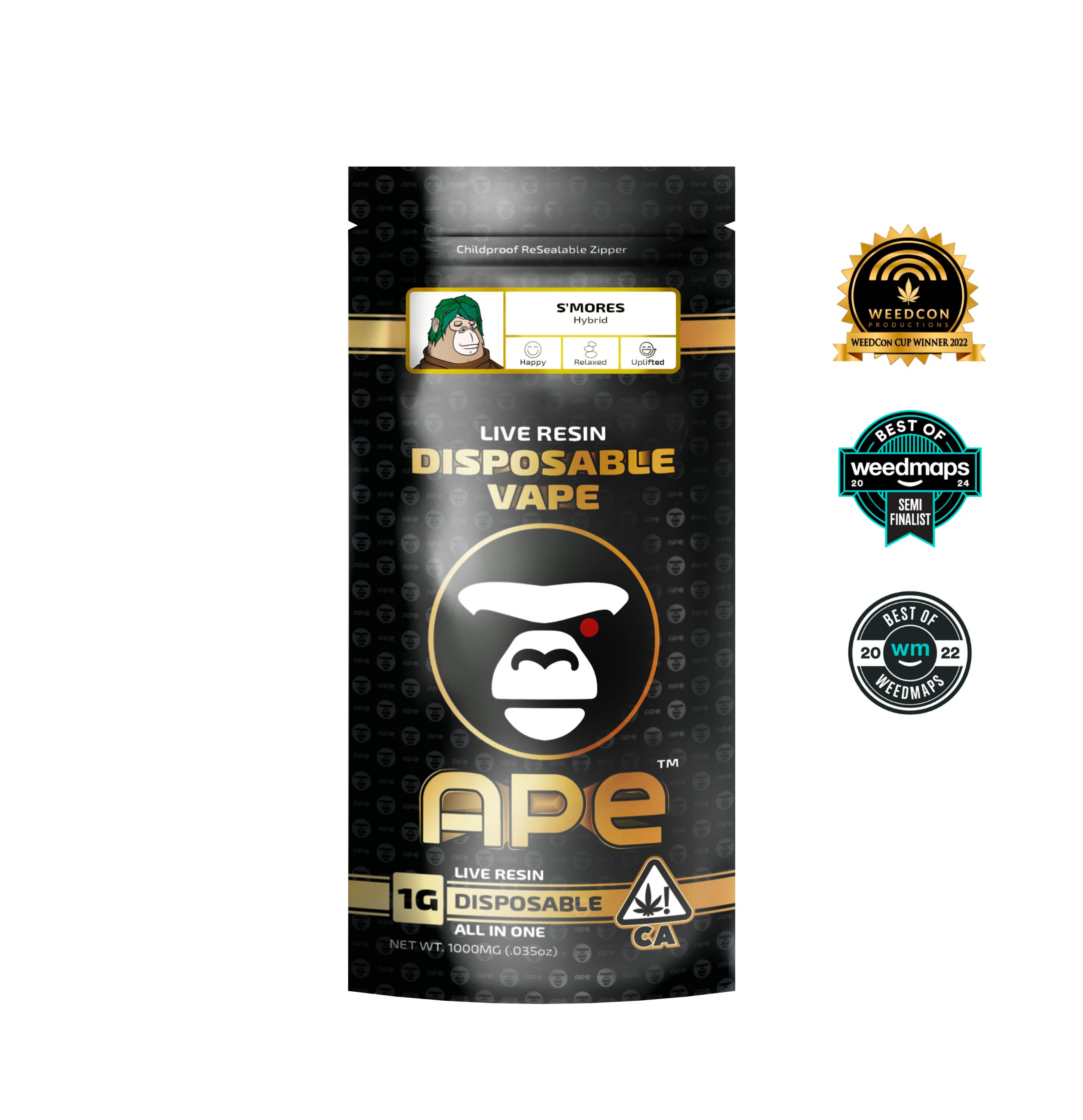 S'Mores — 1g APE Live Resin Disposable Vape (all in one)