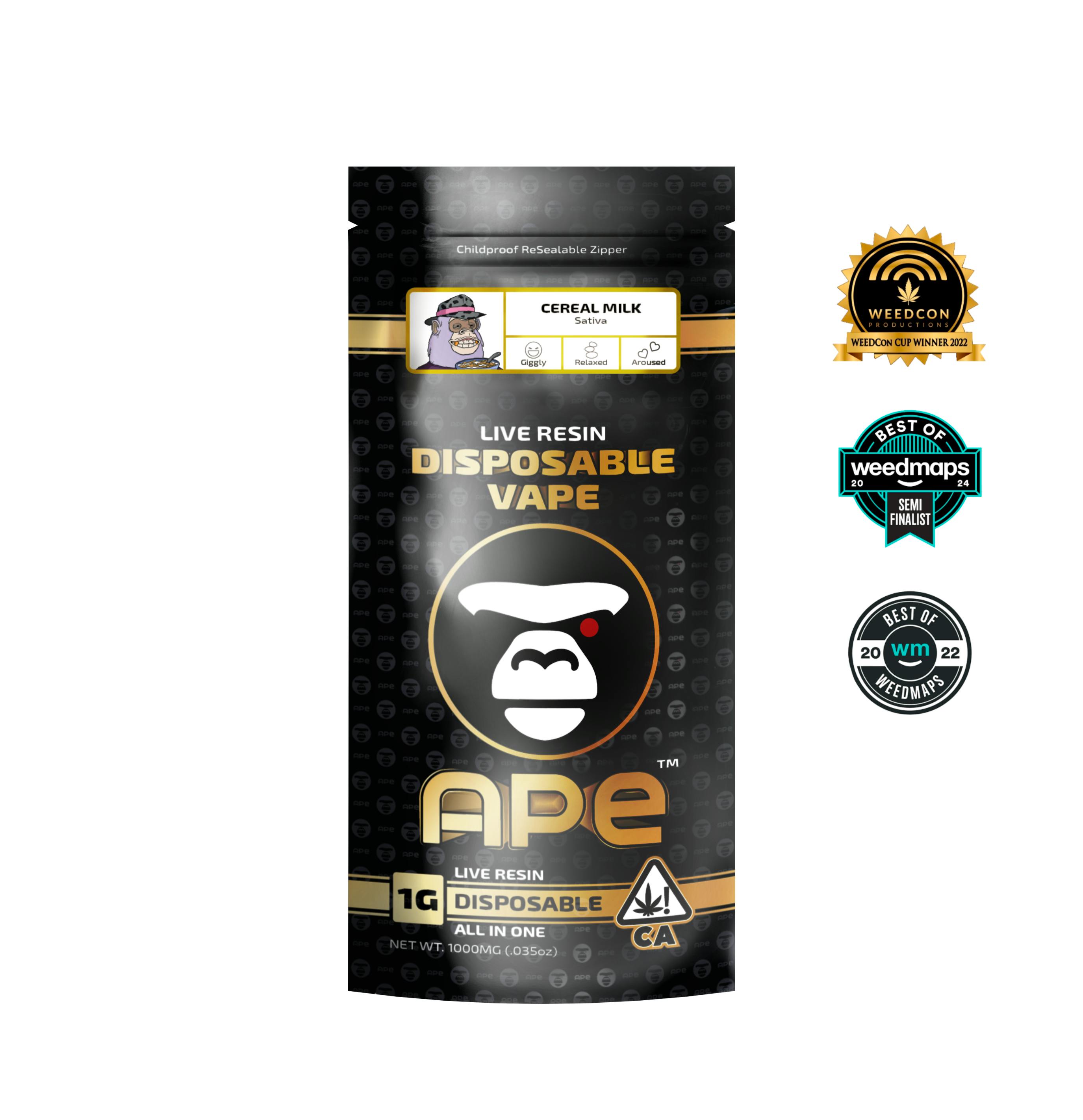 Cereal Milk — 1g APE Live Resin Disposable Vape (all in one)