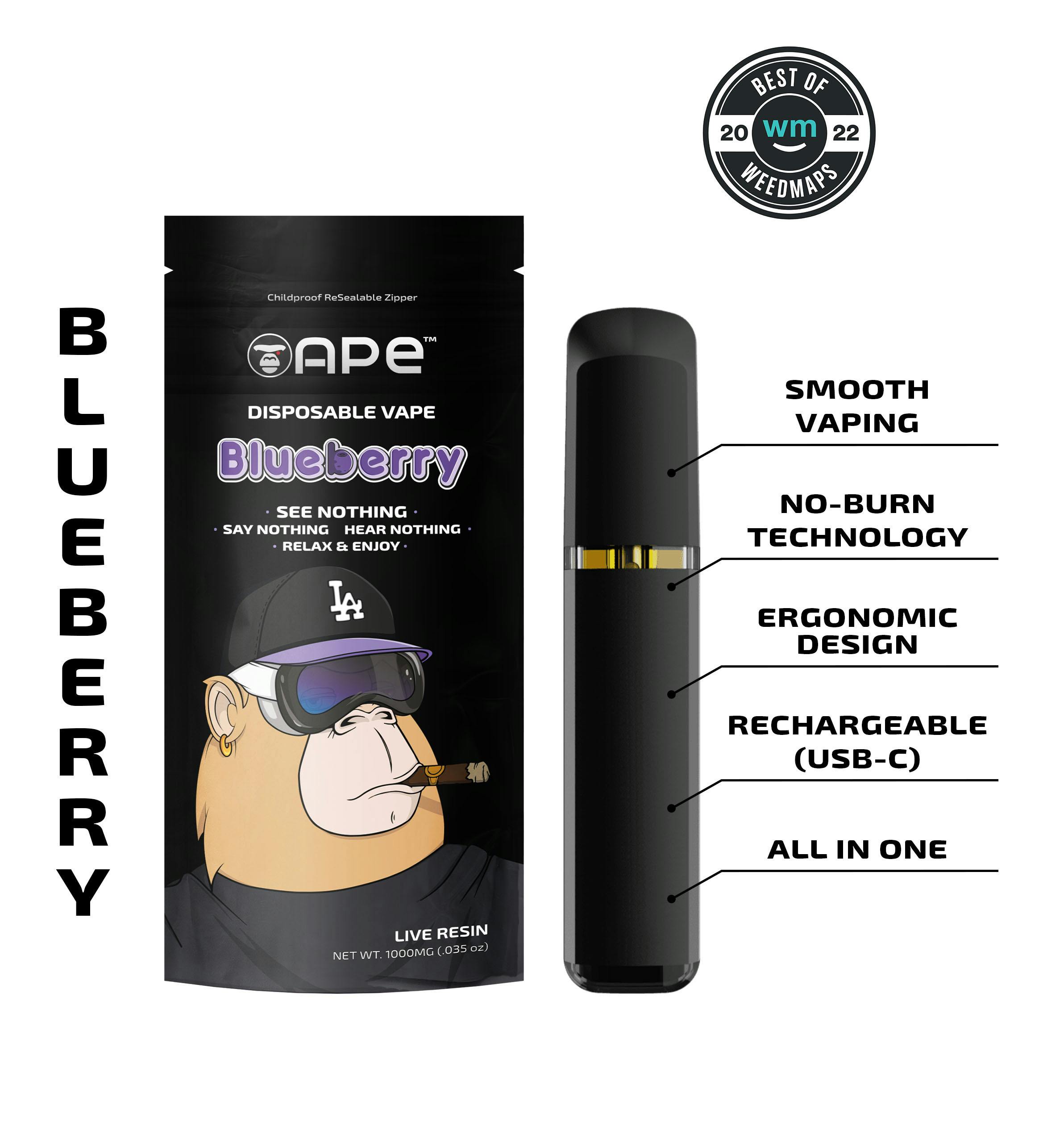 Blueberry — 1g APE Live Resin Disposable Vape (all in one) - APE ...