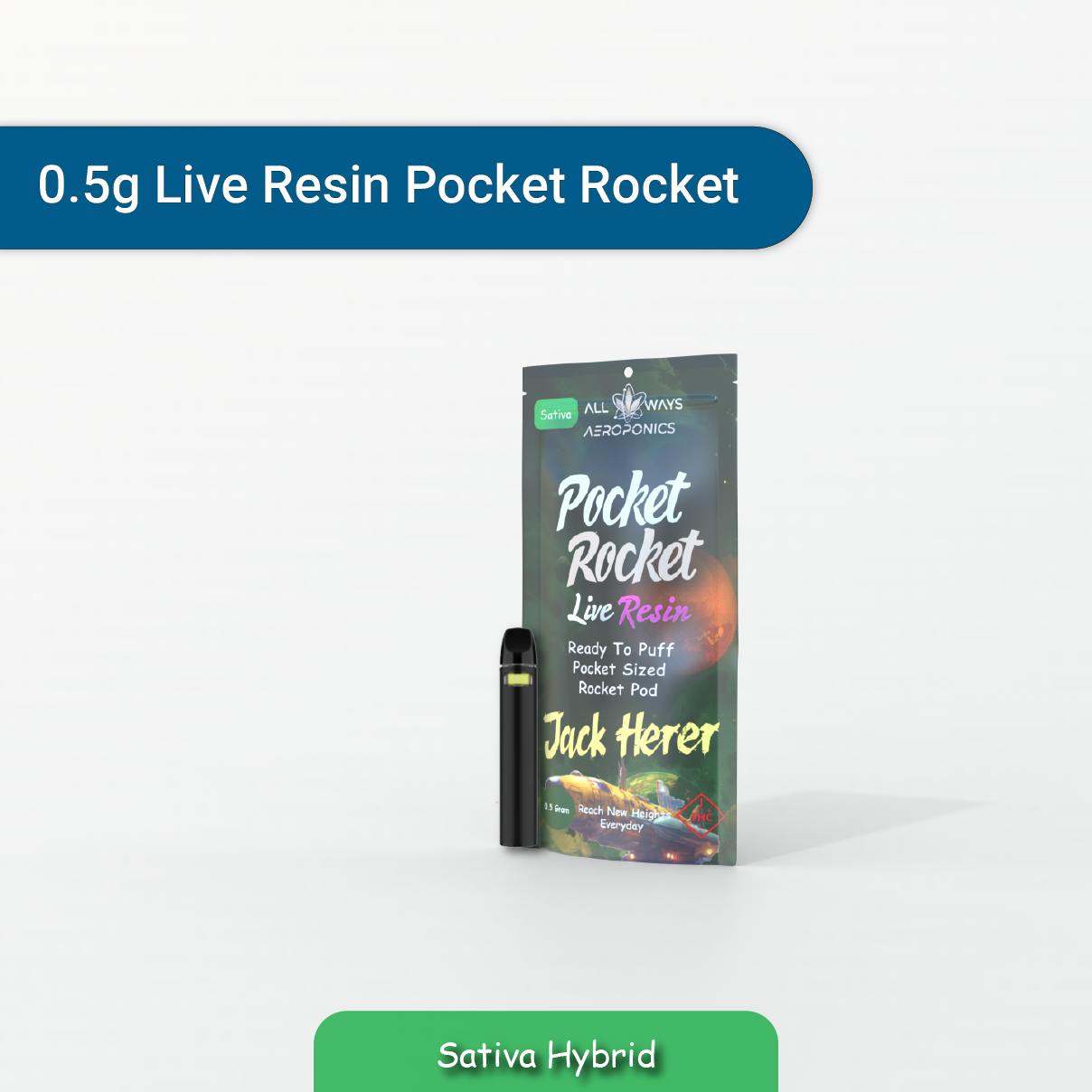 All Ways Aeroponics Pocket Rocket Live Resin 0.5g Jack Herer All In One