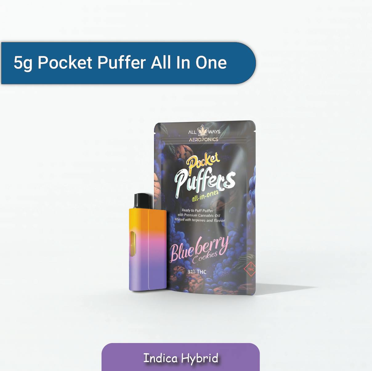 Pocket Puffers 5g Blueberry Cookies All In One by All Ways Aeroponics