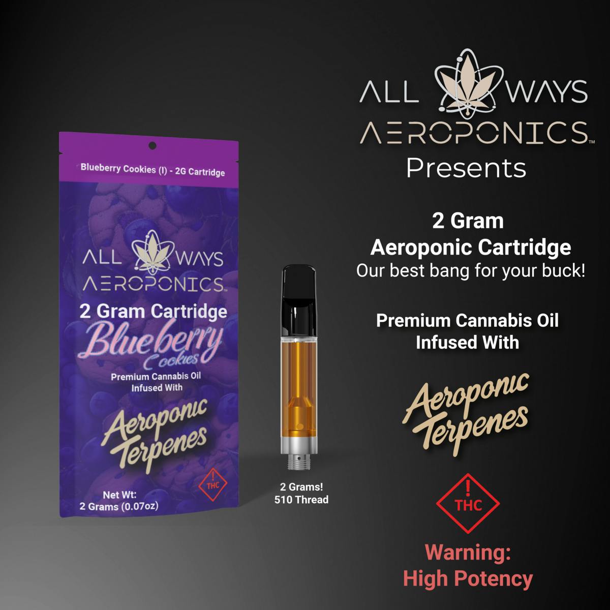 All Ways 2g Blueberry Cookies | Fruity Carts | Indica by All Ways Aeroponics