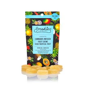 Smokiez Sour Tropical Fruit 100mg THC : 100mg CBD 1:1 Fruit Chews - 10pk