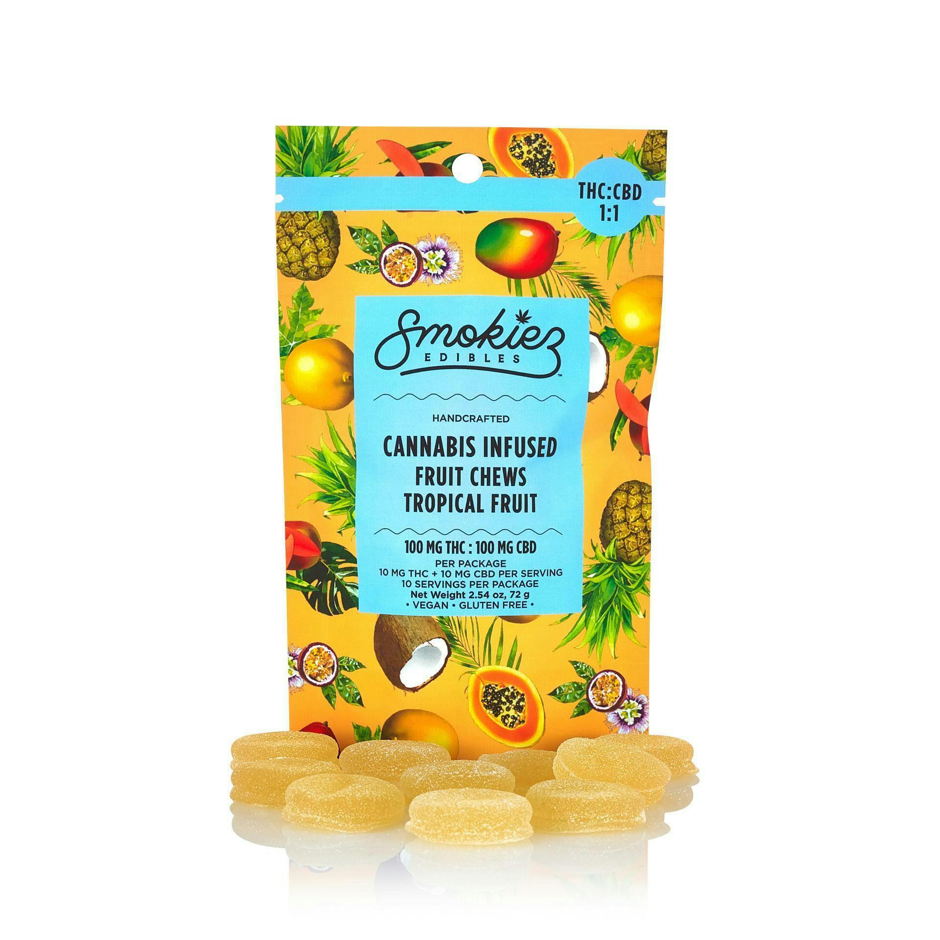 Tropical Fruit Fruit Chews THC:CBD 1:1 · 100mg · 10ct