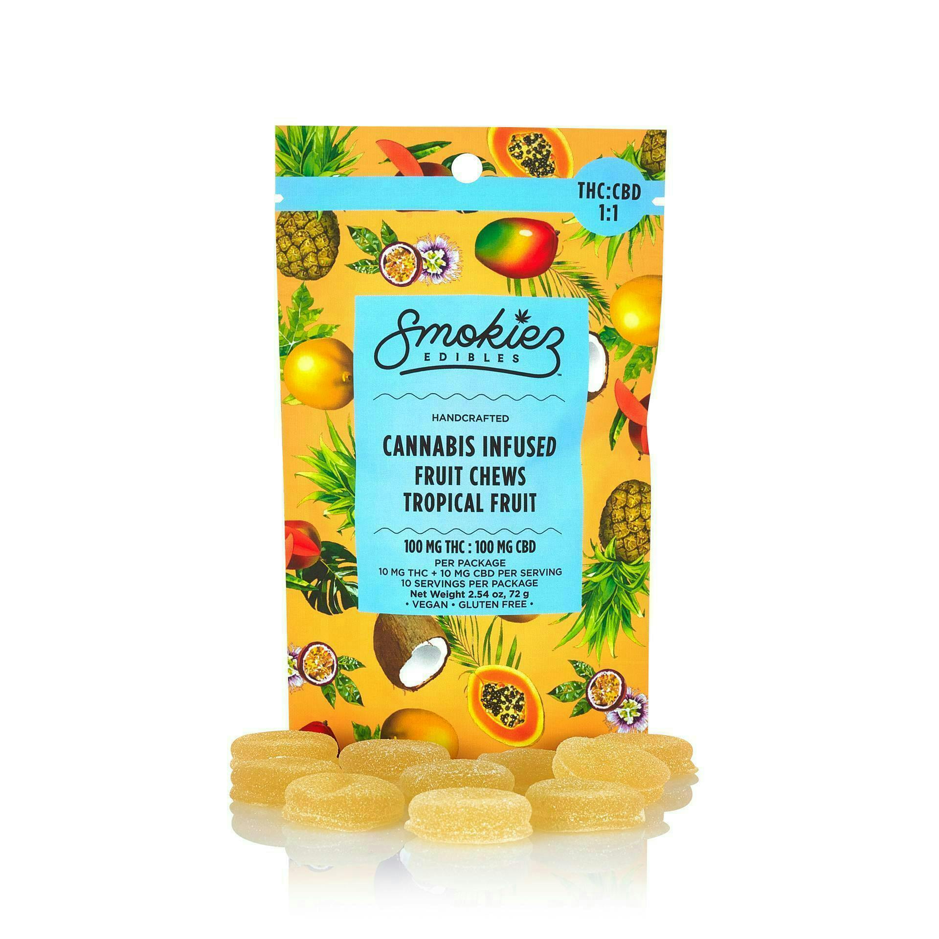 Tropical Fruit Gummies THC:CBD 1:1 · 100mg · 10ct