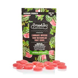 Sour Watermelon Hybrid - Maximum Strength - 1000mg THC Fruit Chews