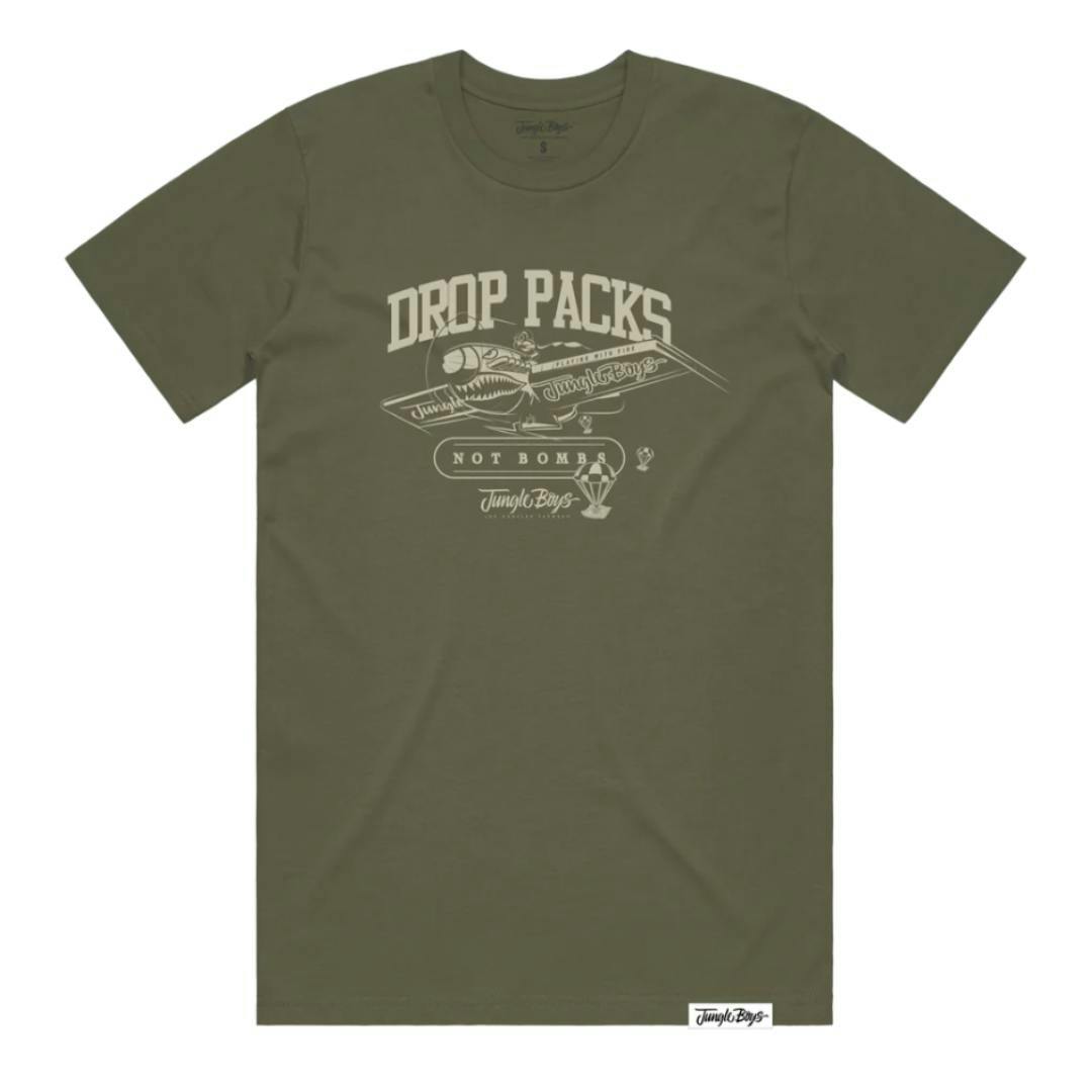 Jungle Boys Clothing | Drop Packs Not Bombs - Large (Military Green/Sand)