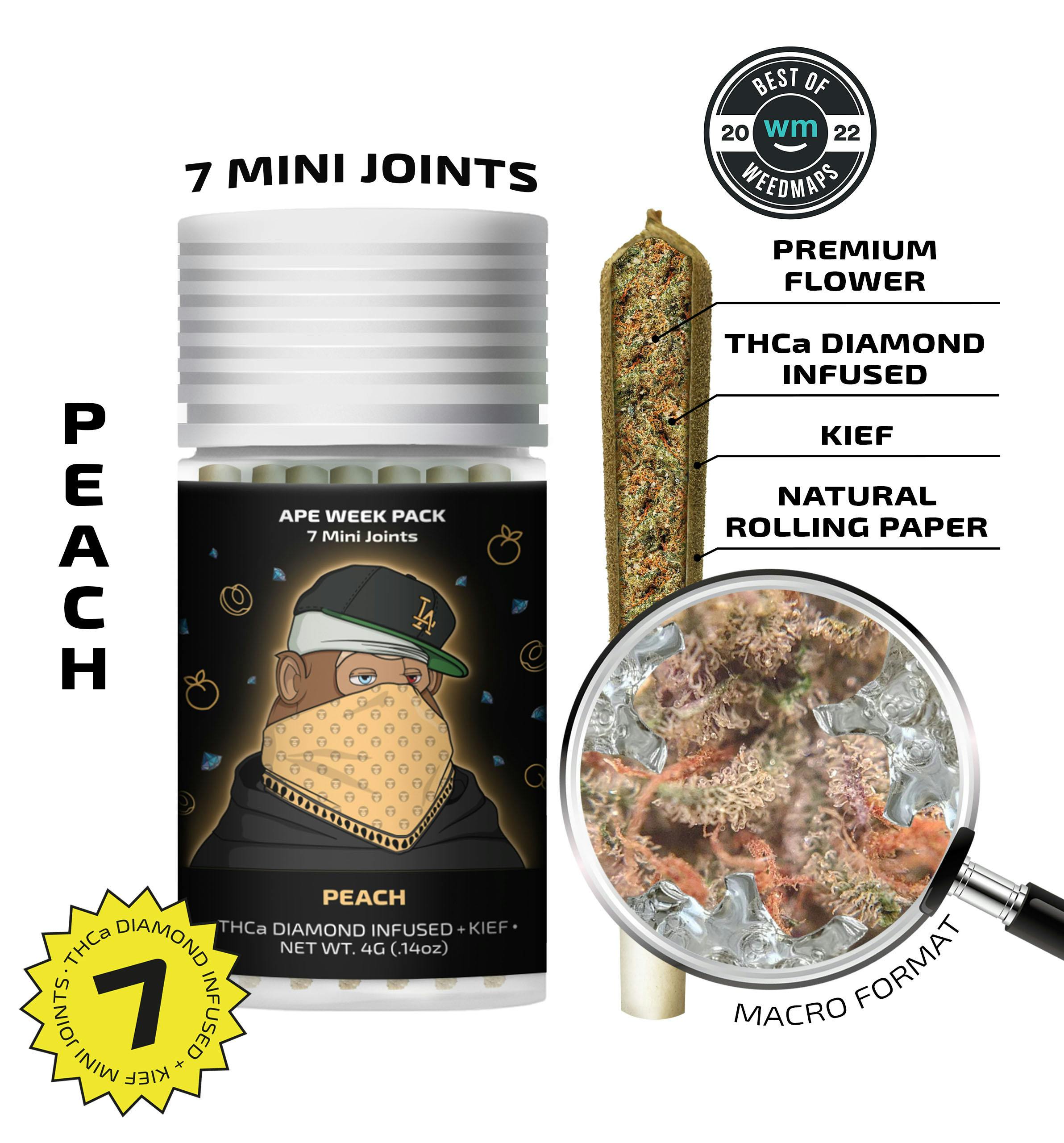 Peach — 7 Mini joints infused + kief (4g)