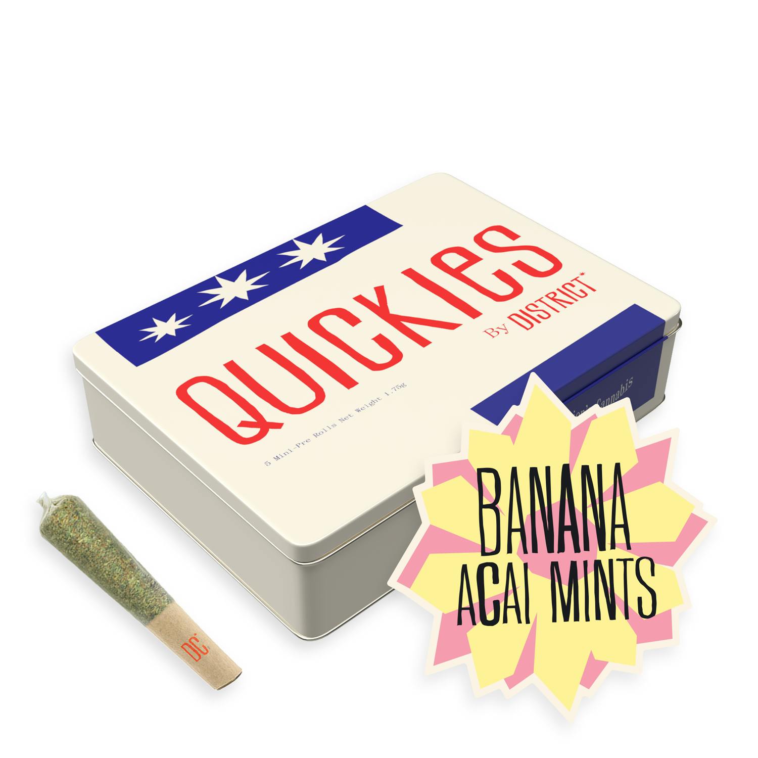 Banana Acai Mints | Quickies | 0.35g mini joints 5pk by District Cannabis