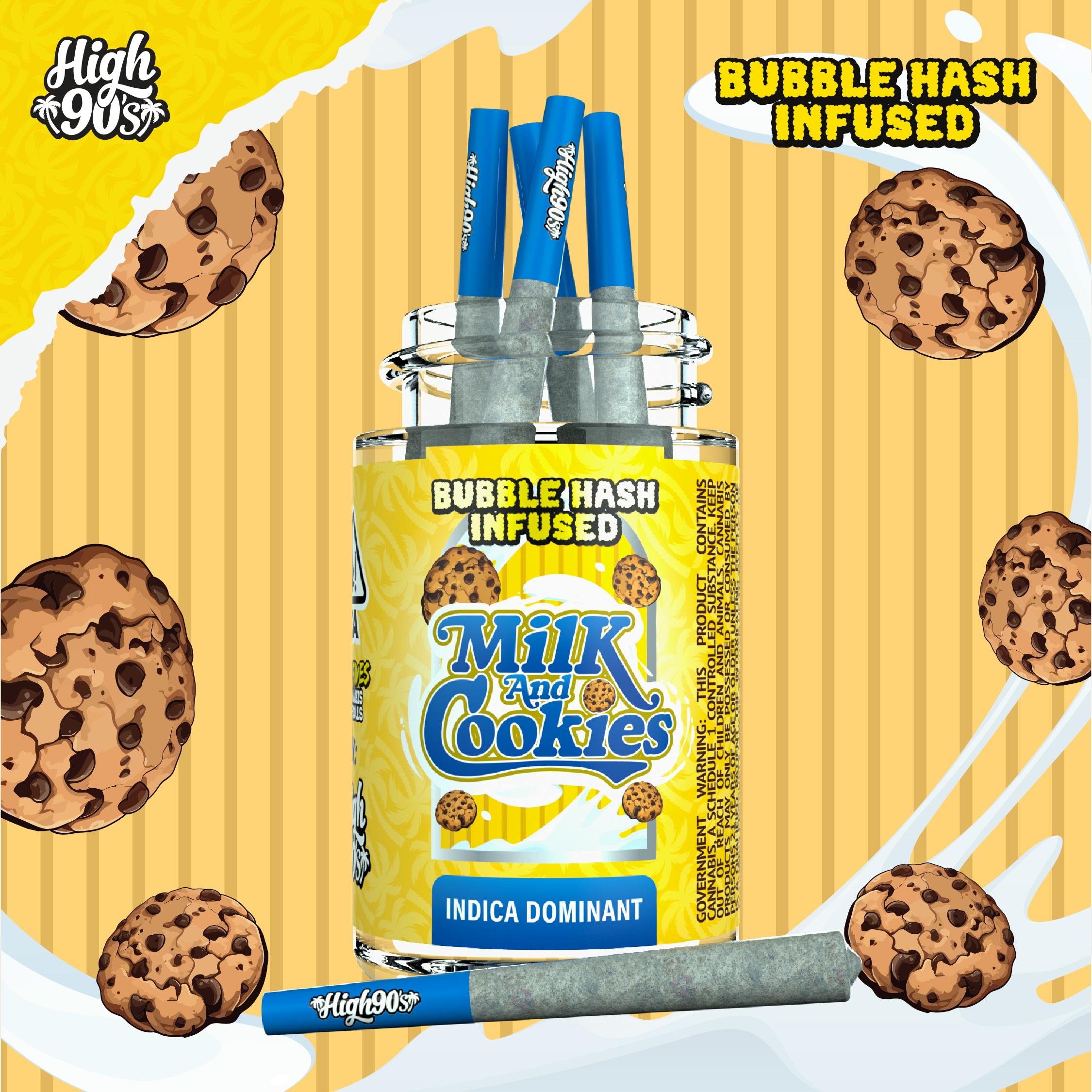 Milk and Cookies - 0.5g High Fives Bubble Hash Infused Pre-Rolls 5 Pack ...