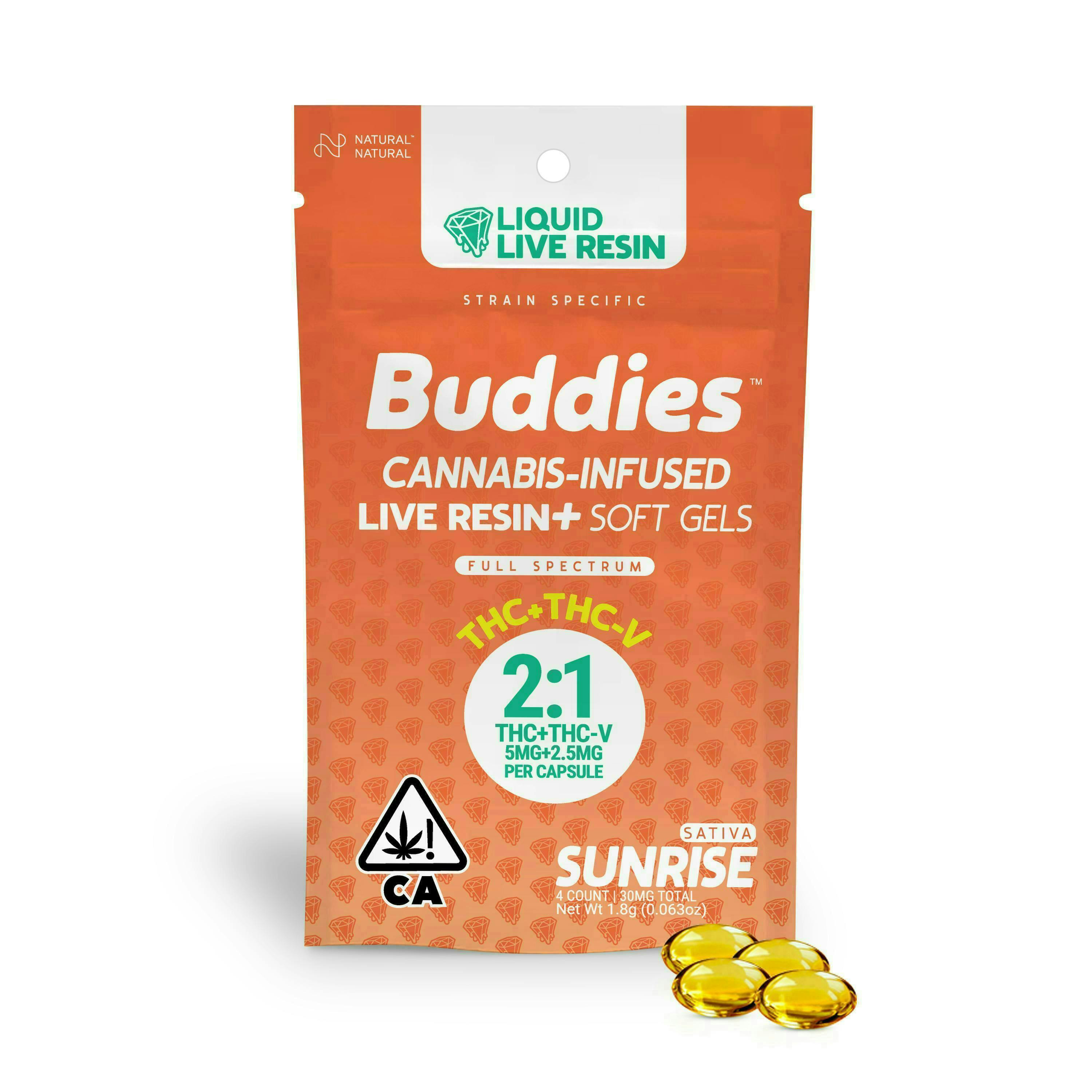 THC:THCV Sunrise | Capsules | 4ct | 20mg:10mg | 5mg:2.5mg/ea