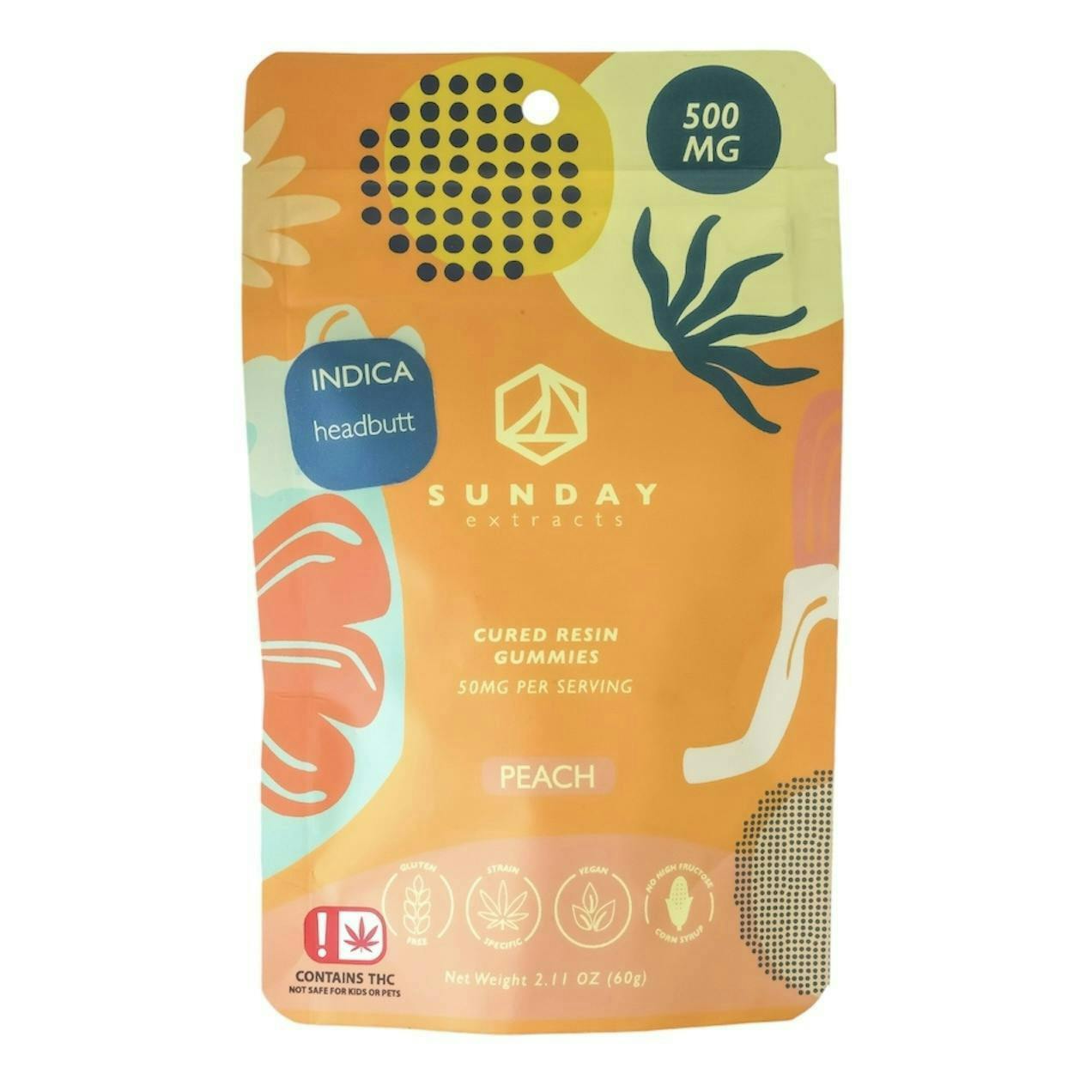500mg Cured Resin Gummies - Headbutt - Peach
