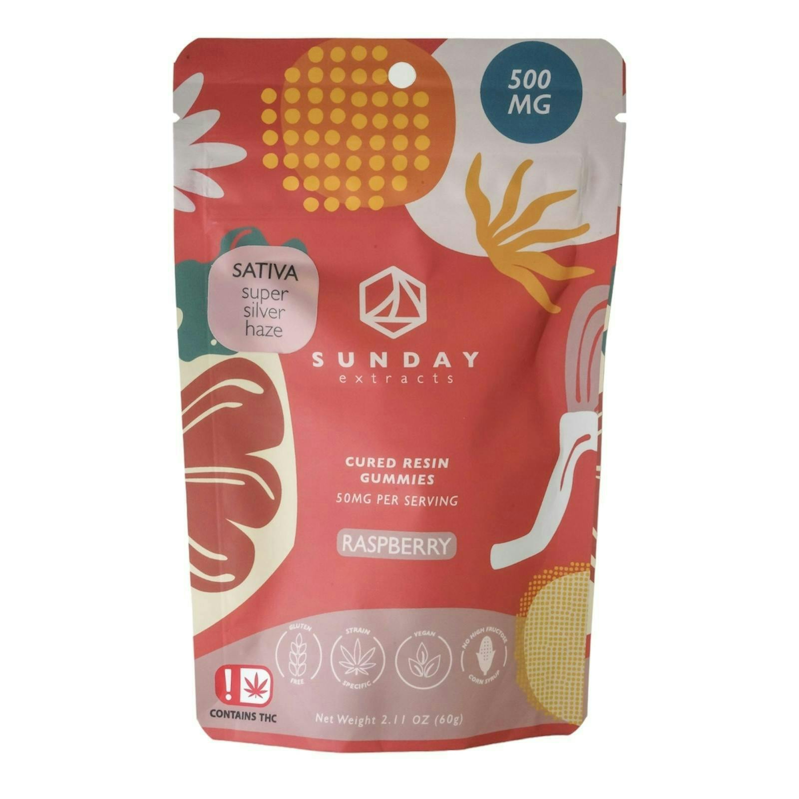 500mg Cured Resin Gummies - Super Silver Haze - Raspberry