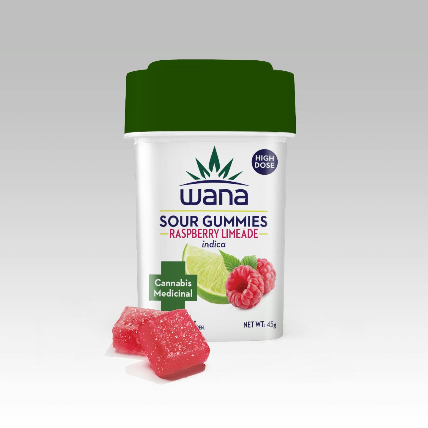 Raspberry Limeade - Indica (High-Dose)[10 pack] by Wana Edibles