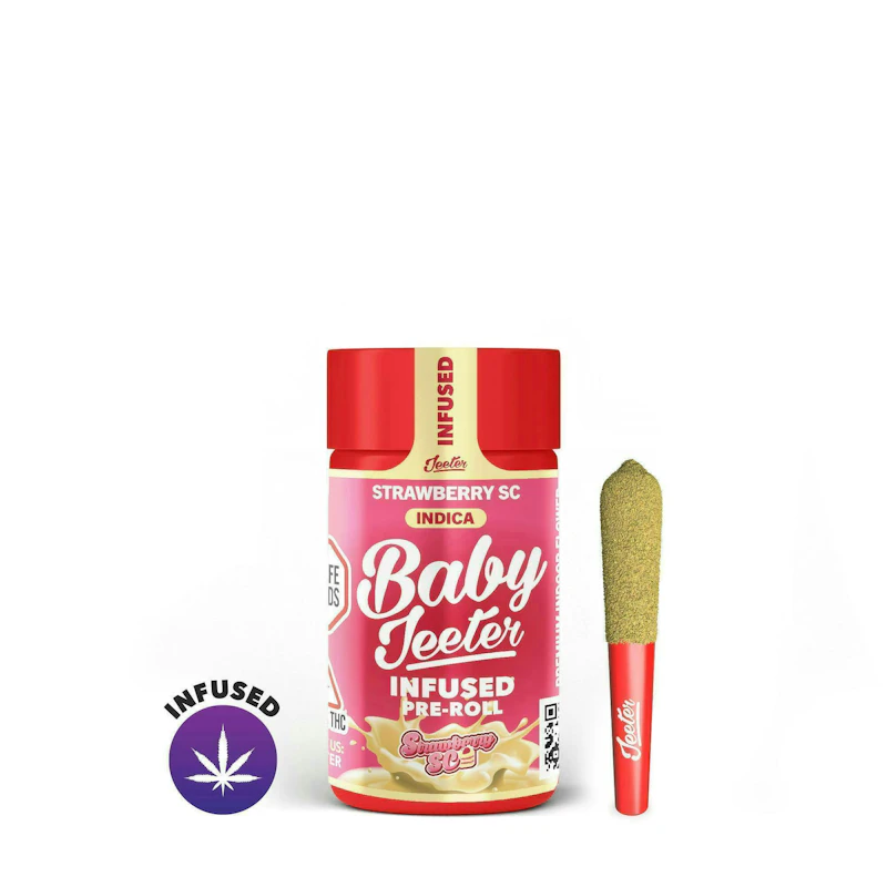Jeeter Strawberry SC · Baby Infused Minis · 0.5g each · 5pk, Infused Pre-Rolls