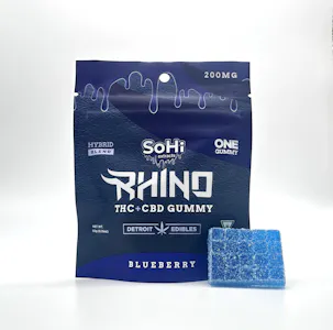 DETROIT EDIBLES - Rhino Gummy - Blue Raspberry - 200mg THC & 50mg CBG
