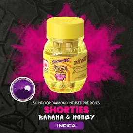 Shorties Bananas & Honey | 5 infused prerolls per Barrel: (INDICA) OK