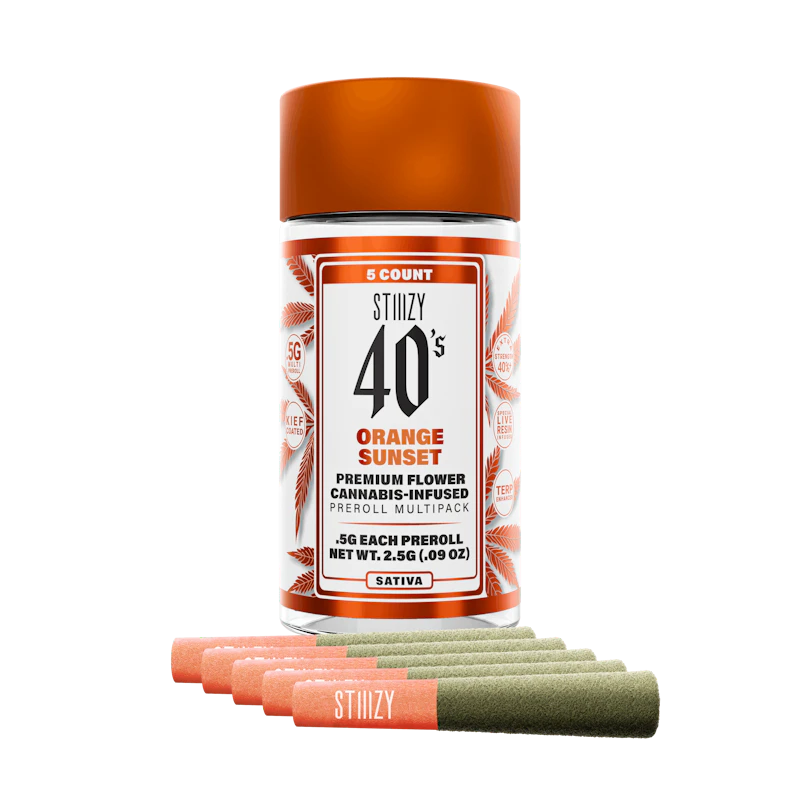 STIIIZY - ORANGE SUNSET - .5G 40's Infused Preroll 5 Pack, Infused Pre-Rolls