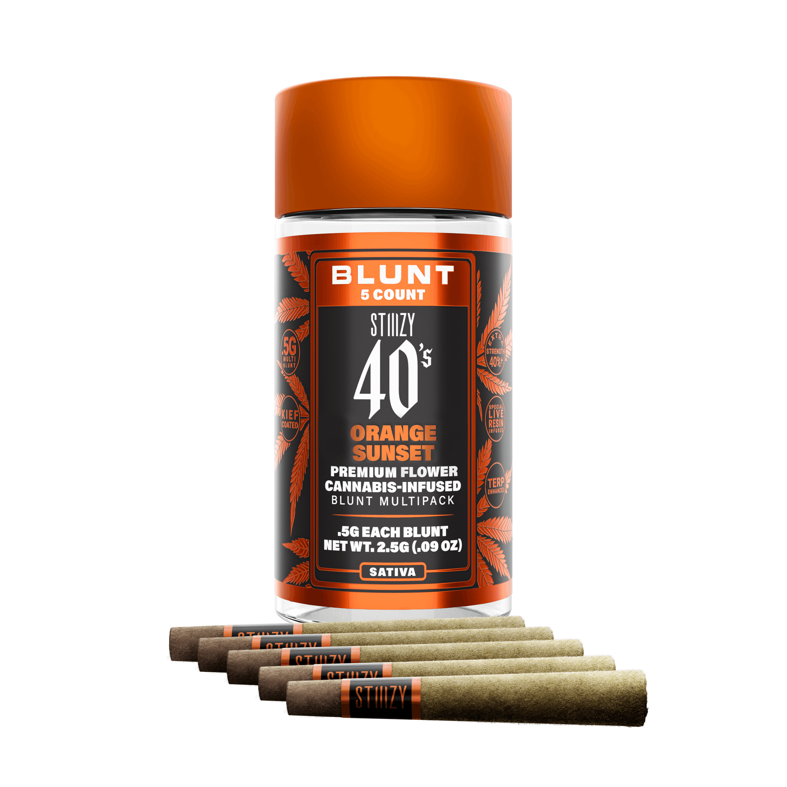 STIIIZY - ORANGE SUNSET - .5G 40's Infused Mini Blunt 5 Pack — Infused Pre-Rolls