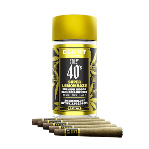 STIIIZY - SUPER LEMON HAZE - .5G 40's Infused Mini Blunt 5 Pack, Infused Pre-Rolls