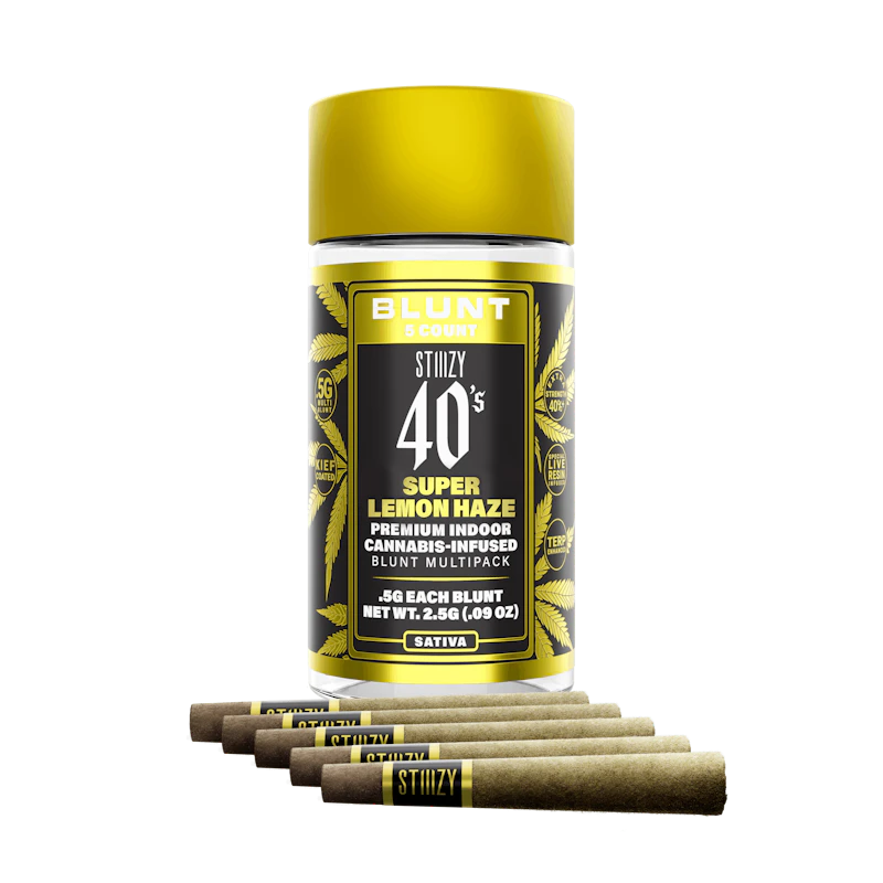 STIIIZY - SUPER LEMON HAZE - .5G 40's Infused Mini Blunt 5 Pack, Infused Pre-Rolls