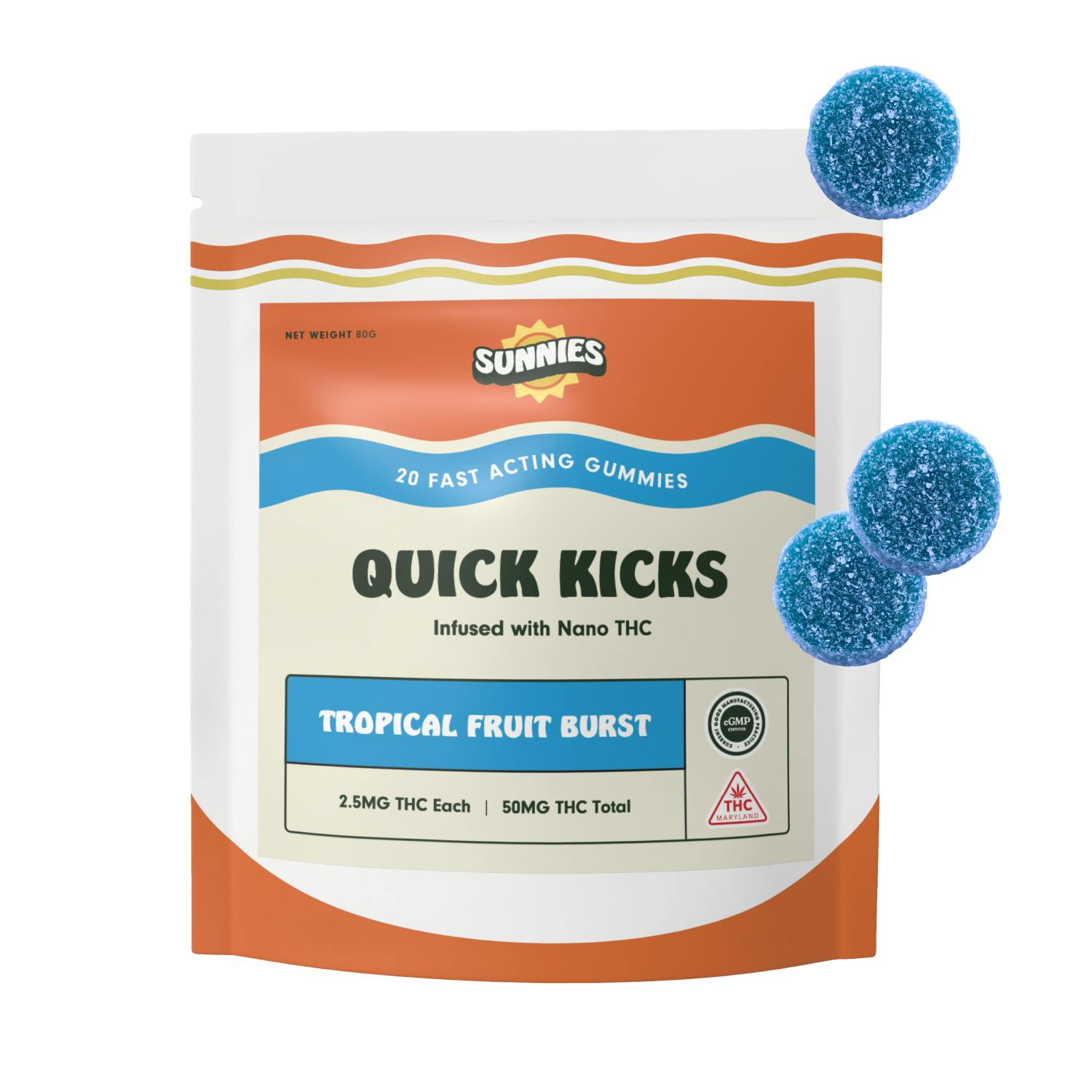 Tropical Fruit Burst Nano Gummies 50mg by SunMed Growers