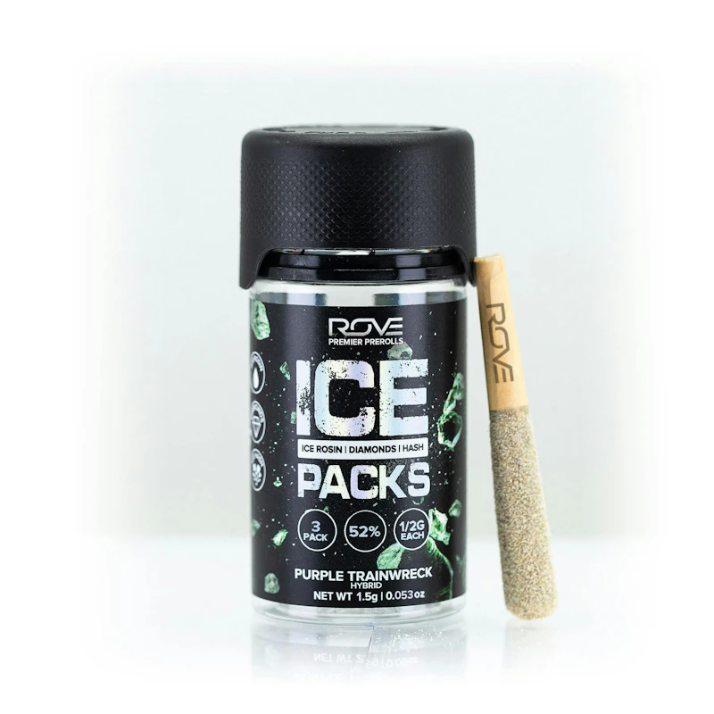 Rove Purple Trainwreck · Infused Ice Packs (Rosin, Hash, and Diamonds) · 3x 0.5g, Infused Pre-Rolls