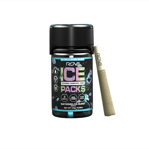 Rove Watermelon Burst · Infused Ice Packs (Rosin, Hash, and Diamonds) · 3x 0.5g, Infused Pre-Rolls