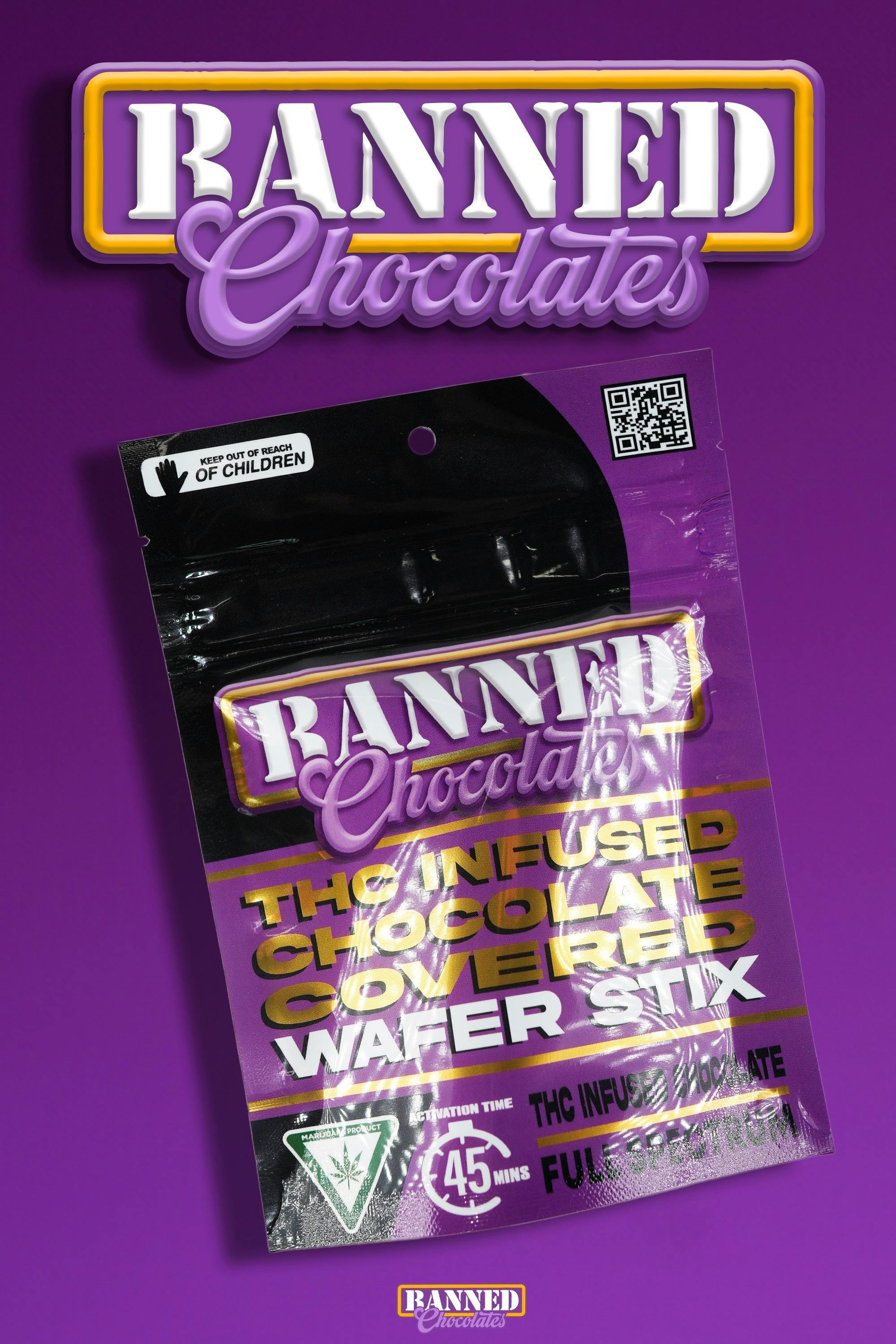 DOUBLE CHOCOLATE COVERED WAFER STICKS 200MG 3 PACK Banned Edible Co