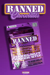 Banned Edible Co - CHOCOLATE COVERED HAZELNUT WAFER STICKS 200MG | 3 PACK