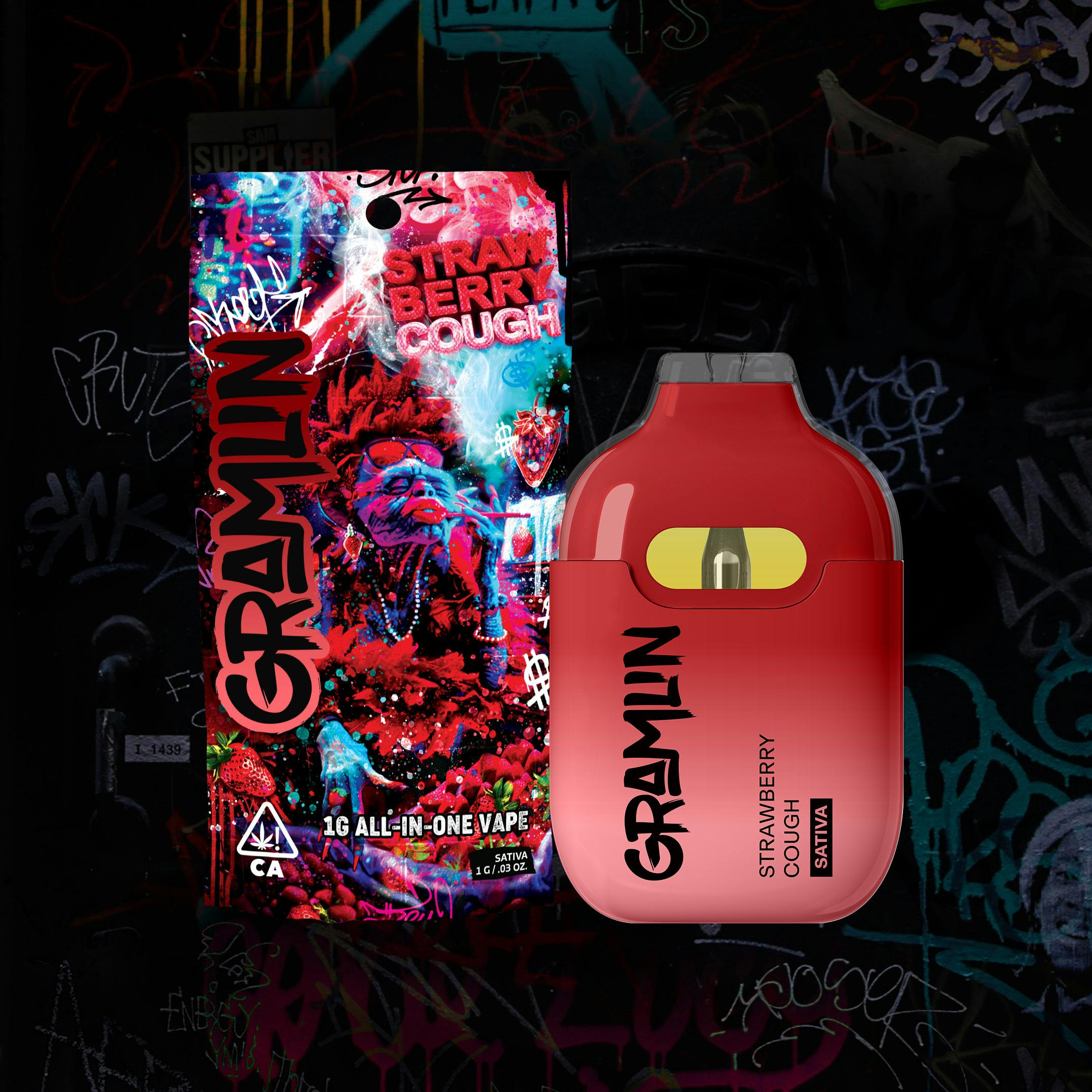 Strawberry Cough 1g All-In-One Vape - Gramlin