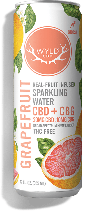 Grapefruit CBD:CBG Sparkling Water | Carbonated | 20mg/10mg | 12 fl oz at Botanica