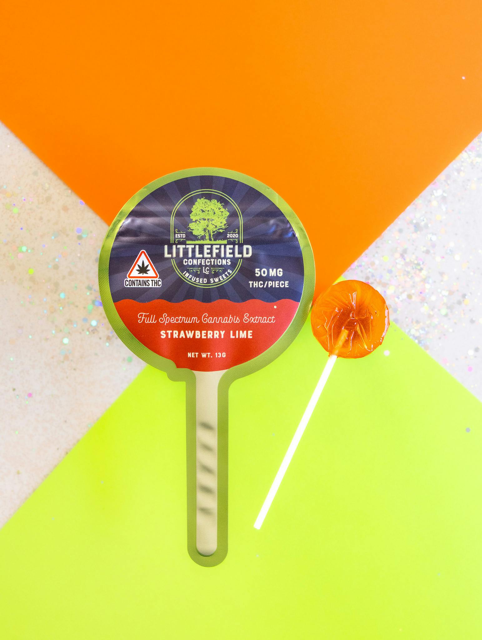Lollipop Strawberry Lime 50mg THC/ Piece at Curaleaf Dispensary Ellsworth