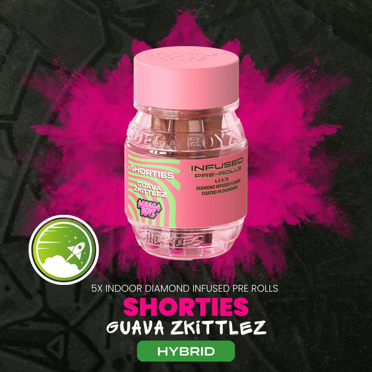 Shorties Guava Zkittlez | 4 infused prerolls per Barrel: (HYBRID) | NY by Bodega Boyz