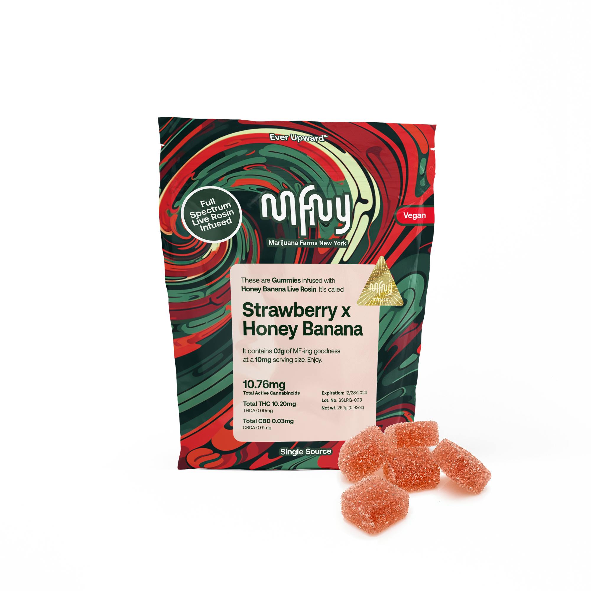 Strawberry x Honey Banana Live Rosin Gummies | 100mg 10pk by MFNY